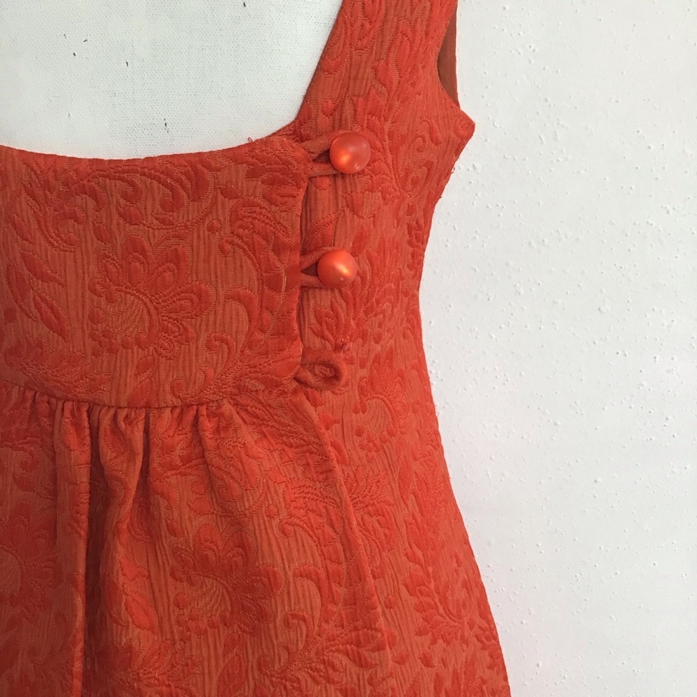 Anthropologie Women Classic Style Orange Sleeveless Sheath Picnic Mini Dress 6 - Picture 6 of 11